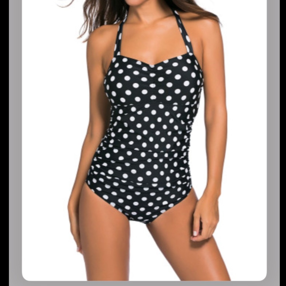 Vintage Style Black Polka Dot Swimsuit